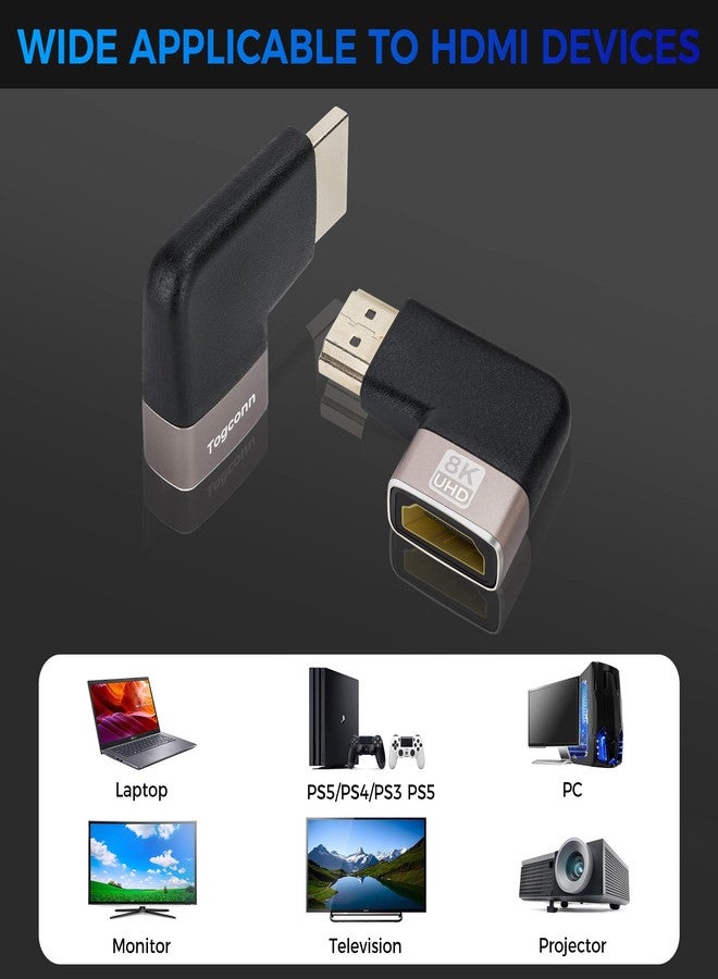 Togconn 8K HDMI Flat 90 and 270 Degree Gold Plated Adapter 4 Pack, Right Angle Male to Female Vertical Flat Adapter L Shape Extender, Supports 8K@60Hz, 4K@120Hz, for HDTV, Xbox One - Image 5